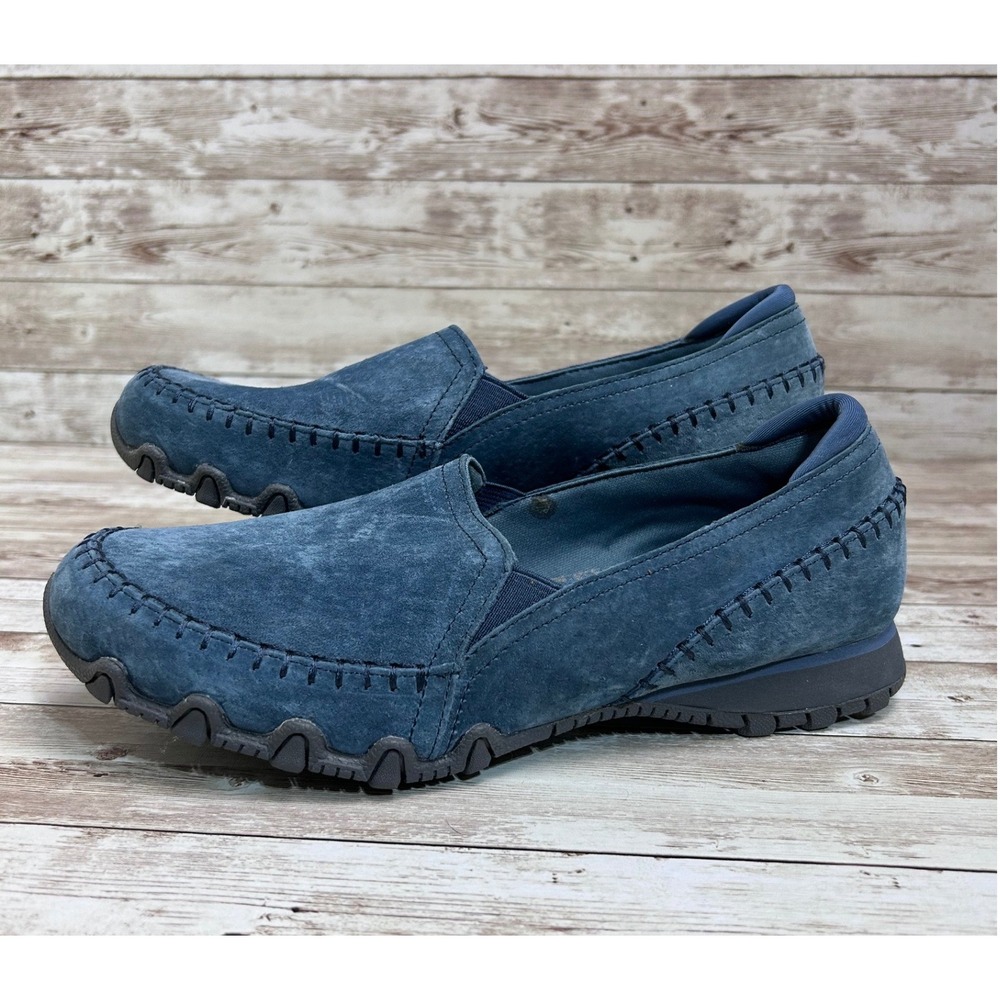Skechers Relaxed Fit Loafers Navy Blue Size 8 Suede Memory Foam Slip On Shoes